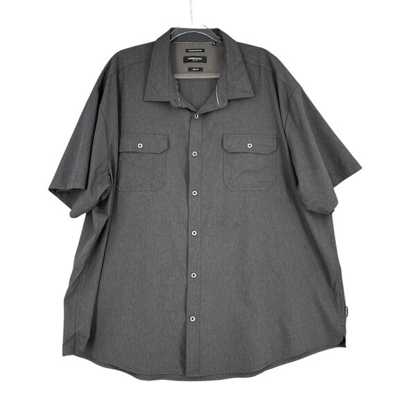 Kenneth Cole Reaction Dark Grey Regular Fit Chest Pockets Button Shirt 4X - Picture 1 of 7